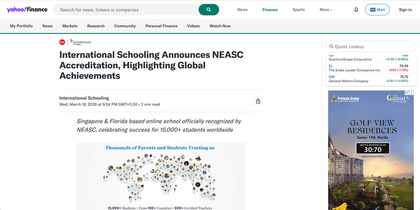 Yahoo Finance | International Schooling