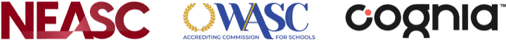 Accreditations including NEASC, WASC, and Cognia